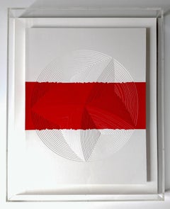 Cut w/ Surgical Scalpel on 2 ply Museum Board: 'Red & White Stripe Circle-In'