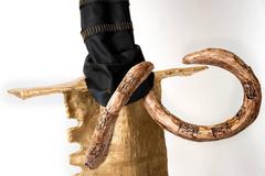 The Cyclops Sword with Mammoth Skull, Craved Tusks Hilt & broken Golden Blade