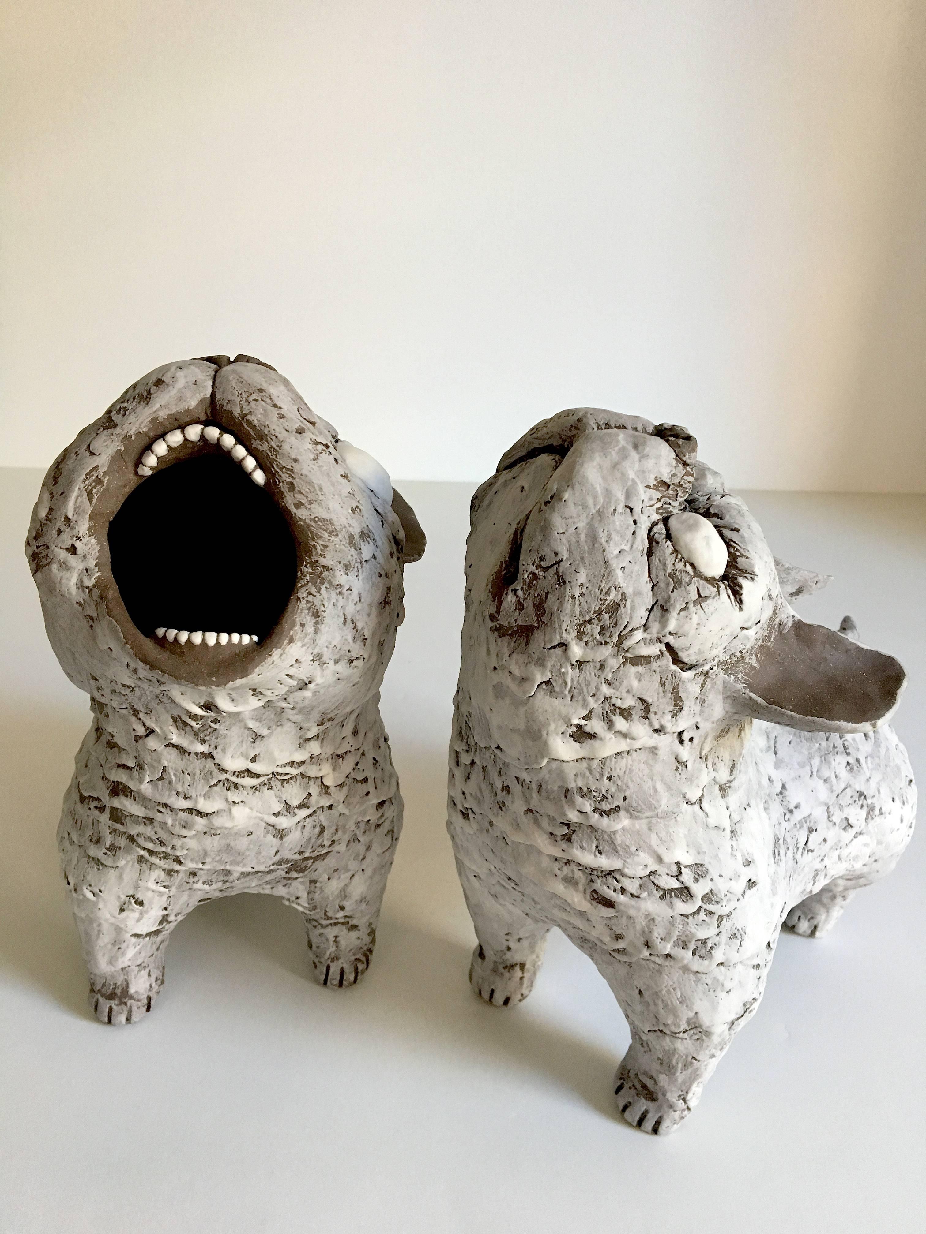 Kenjiro Kitade Figurative Sculpture - Guardian Dogs Medium 