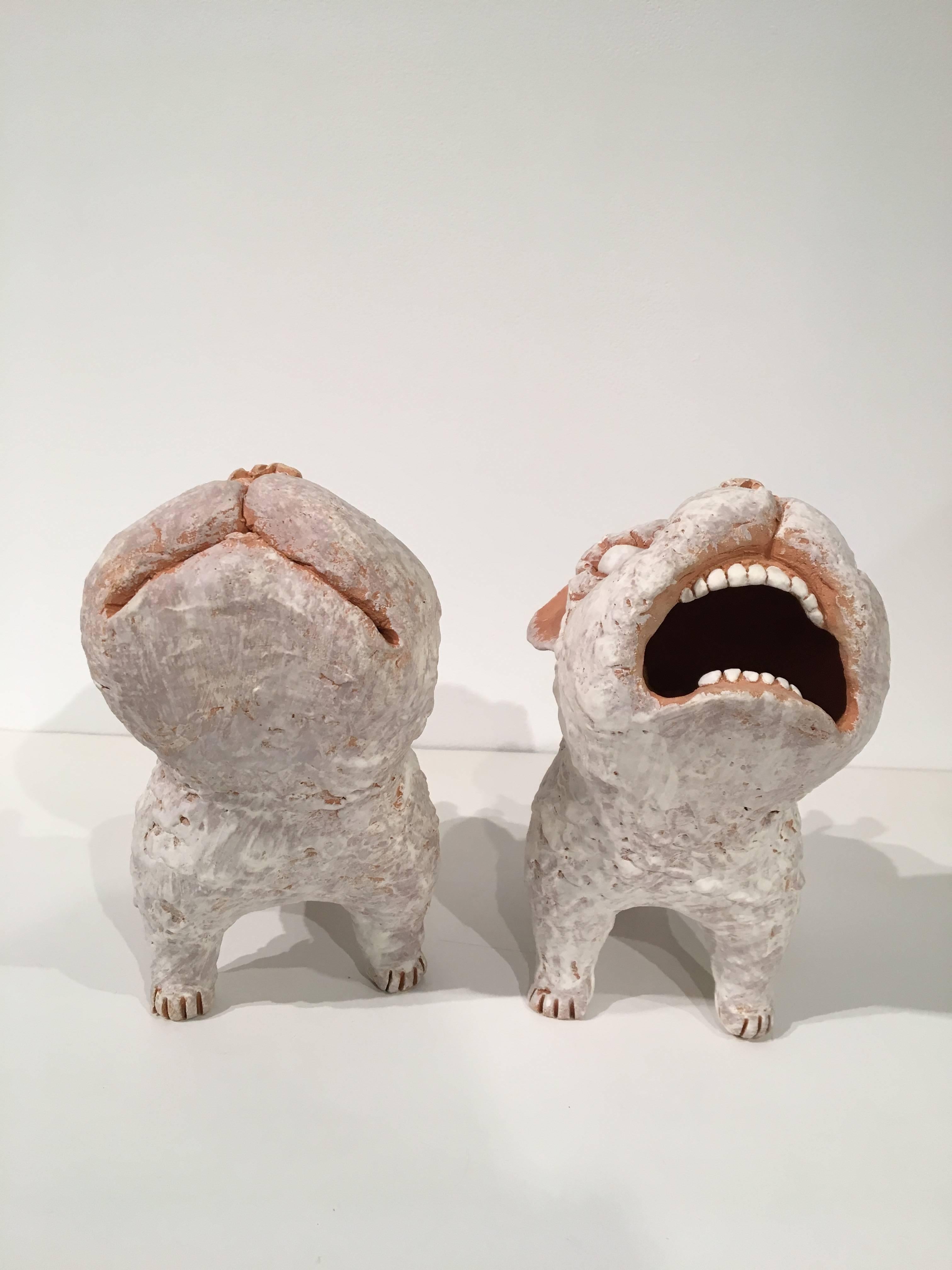 Kenjiro Kitade Figurative Sculpture - Guardian Dogs (Terracotta Medium)