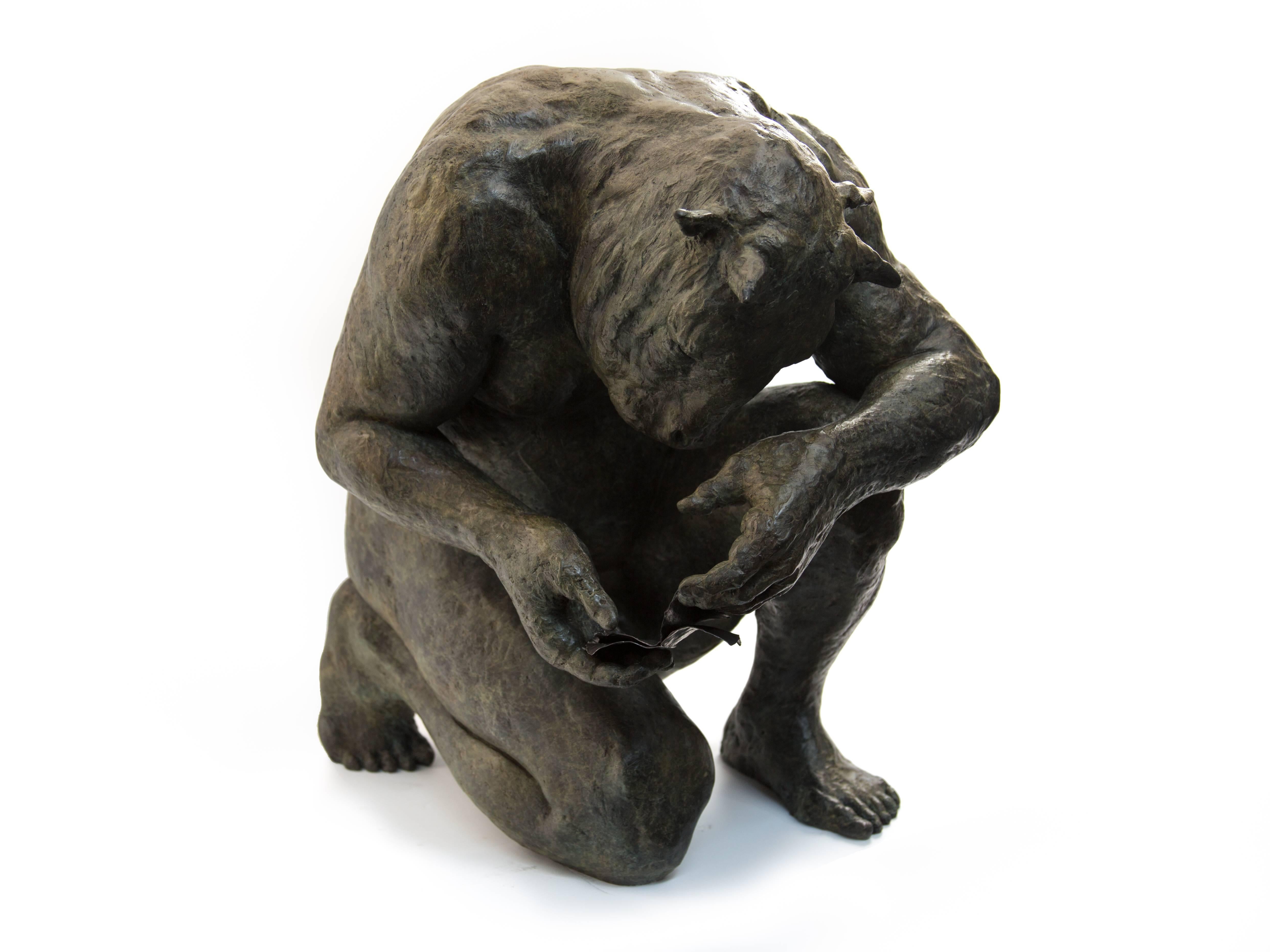 Beth Carter Nude Sculpture - Crouching Minotaur (with book)