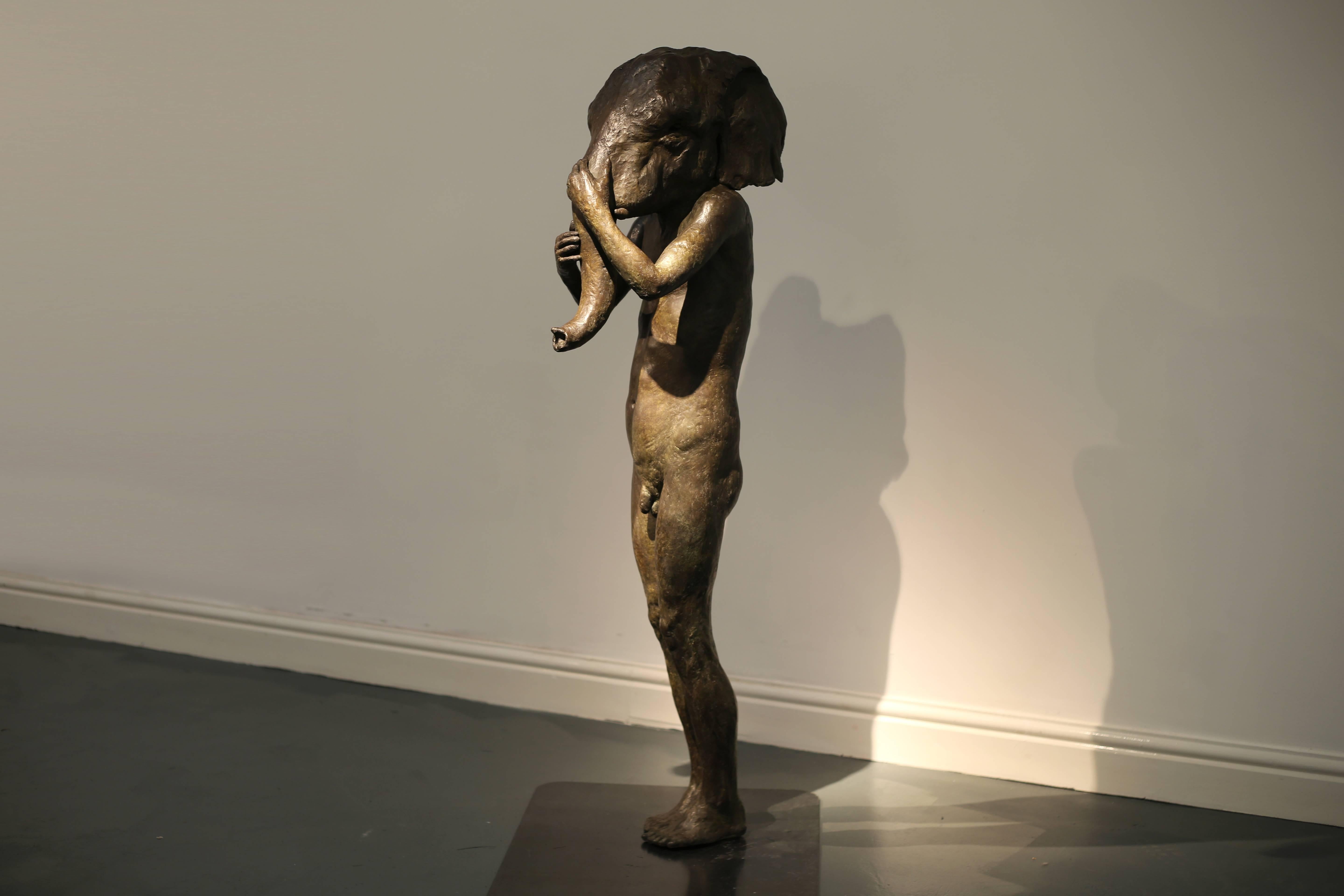 Beth Carter Figurative Sculpture - Standing Elephant, bronze sculpture