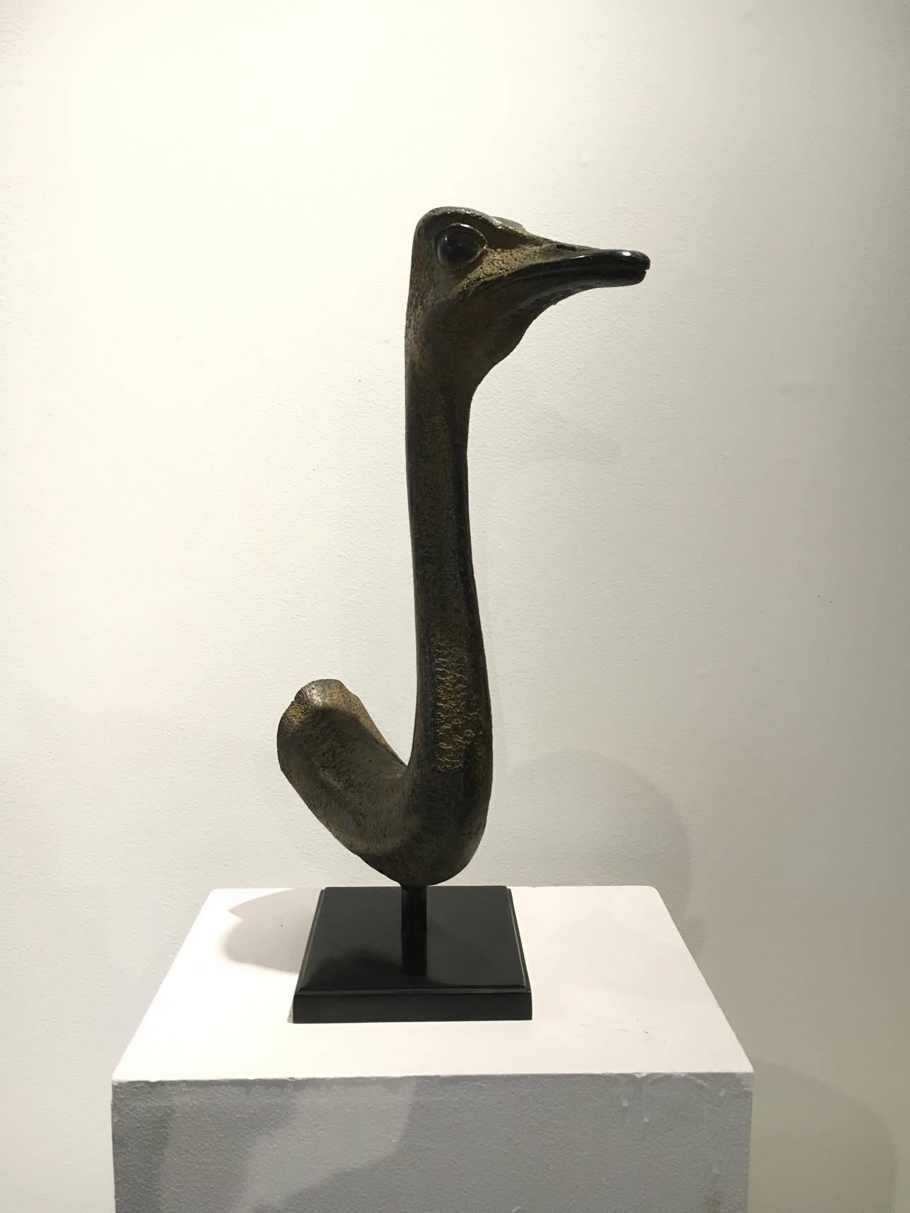 Etude d'autruche, bronze and iron sculpture - Sculpture by Quentin Garel