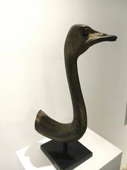 Etude d'autruche, sculpture en bronze et fer
