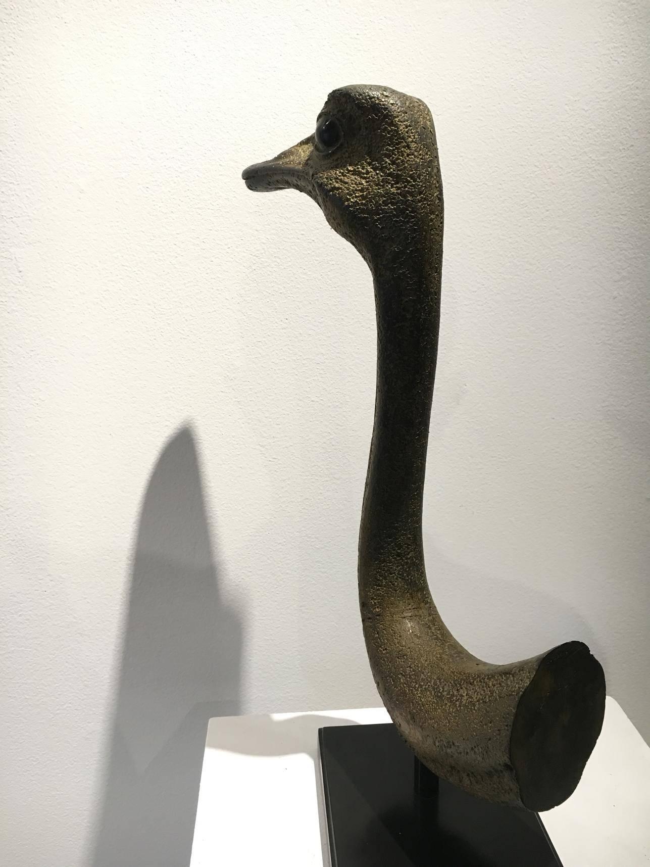 Etude d'autruche, bronze and iron sculpture For Sale 1
