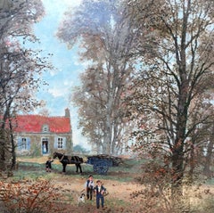 Les Bûcherons, acrylic paint on board