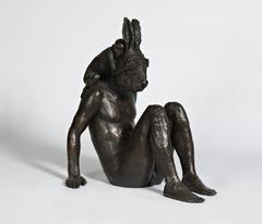 Monkey and Hare, bronze sculpture