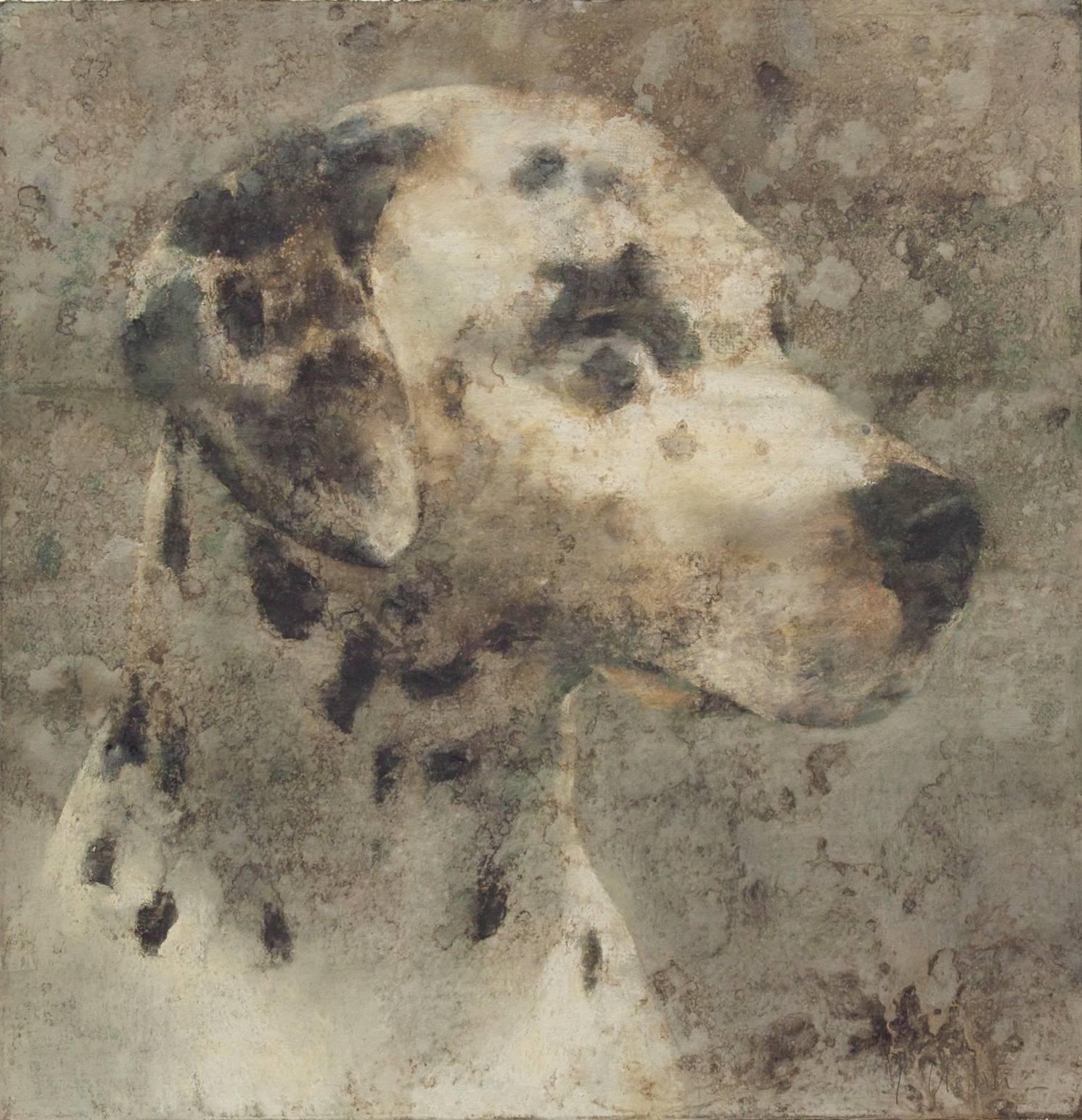 Yves Crenn Animal Painting - Dalmatien, Watercolor and Pastel on Paper