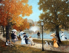 Boston Commons Frog Pond, Acrylic Paint on Board