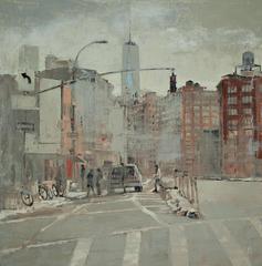 7th Ave, West Village, oil paint and silver