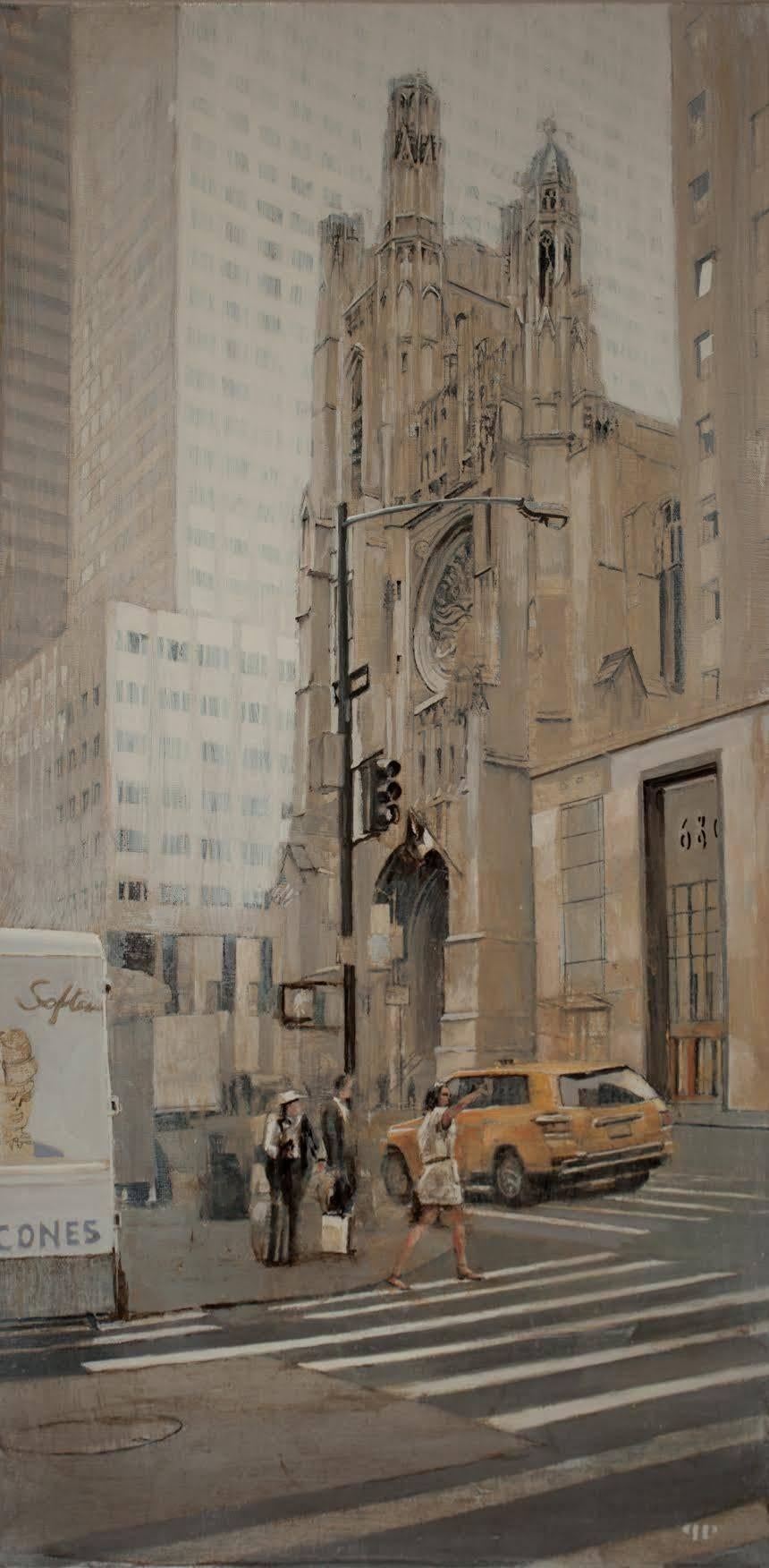 New York 54th and 5th Ave, oil paint on linen - Painting by Patrick Pietropoli