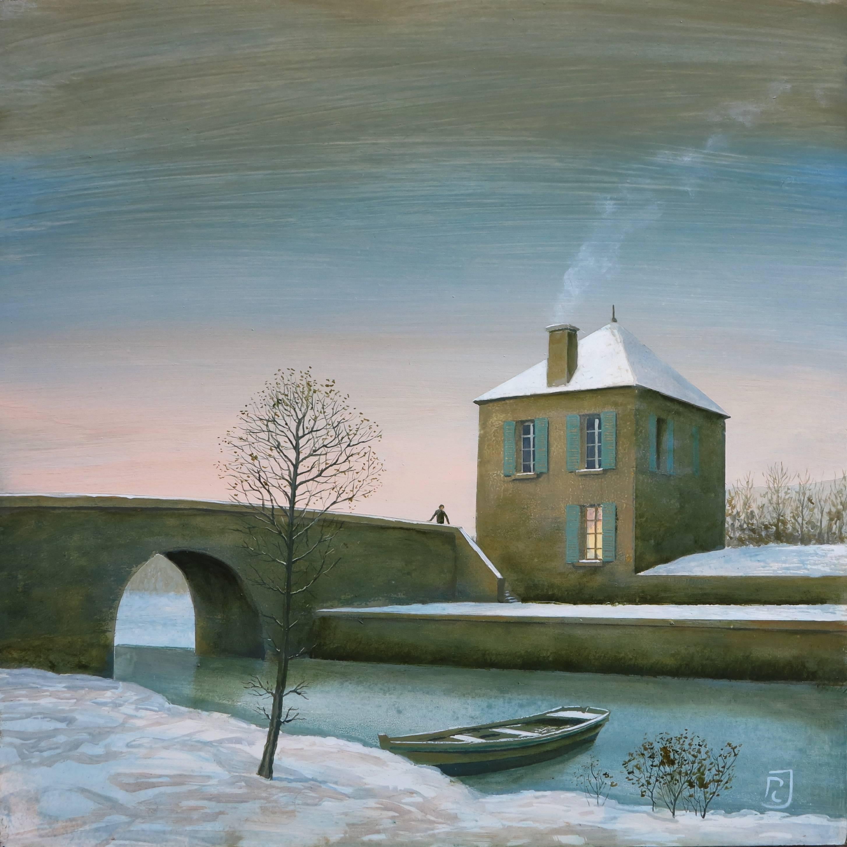 Philippe Charles Jacquet Landscape Painting - La riviere gelee