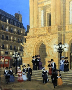 Sortie de l'opéra, Acrylic Painting on Board