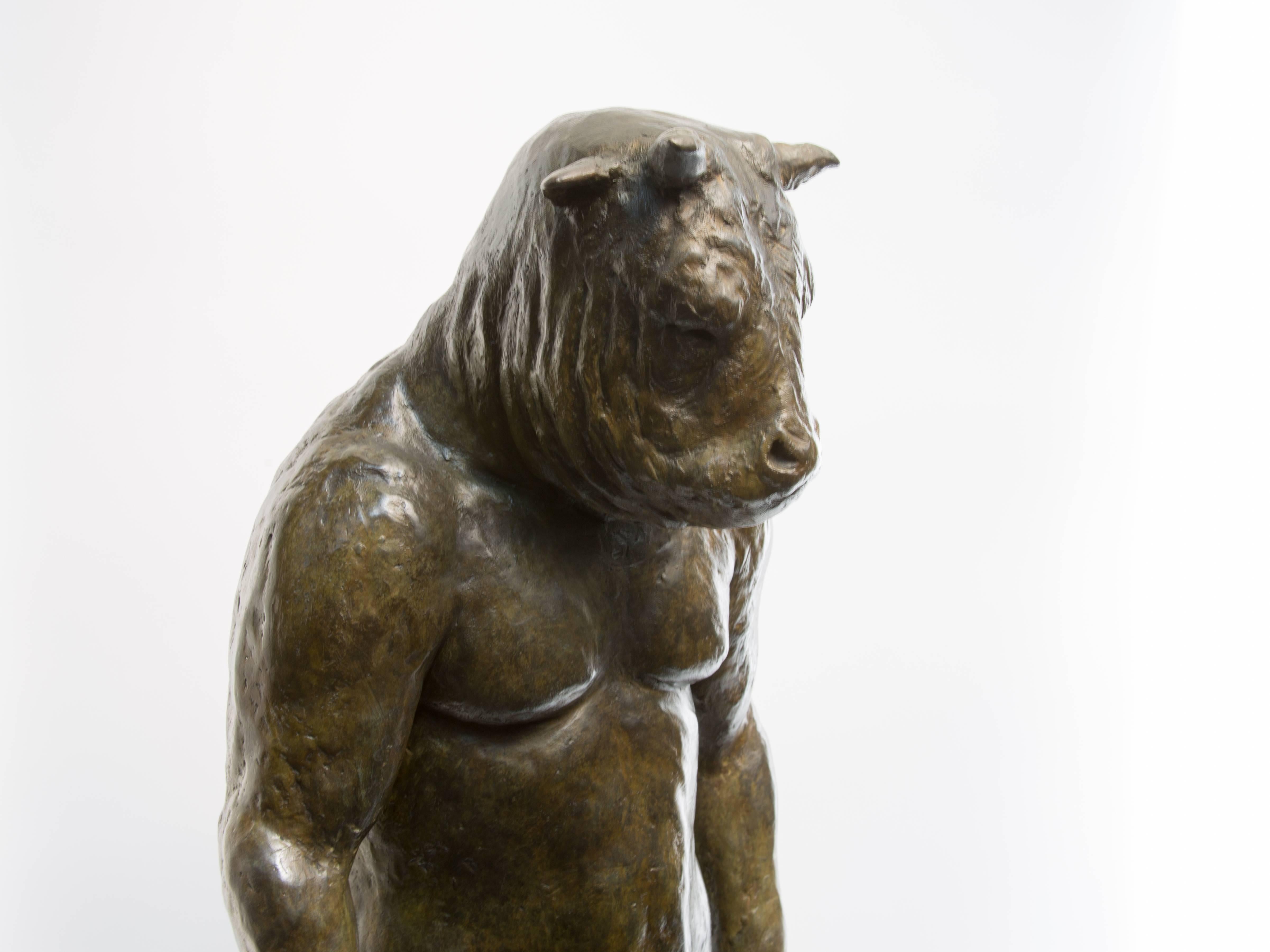Standing Minotaur II, bronze sculpture - Contemporary Sculpture by Beth Carter