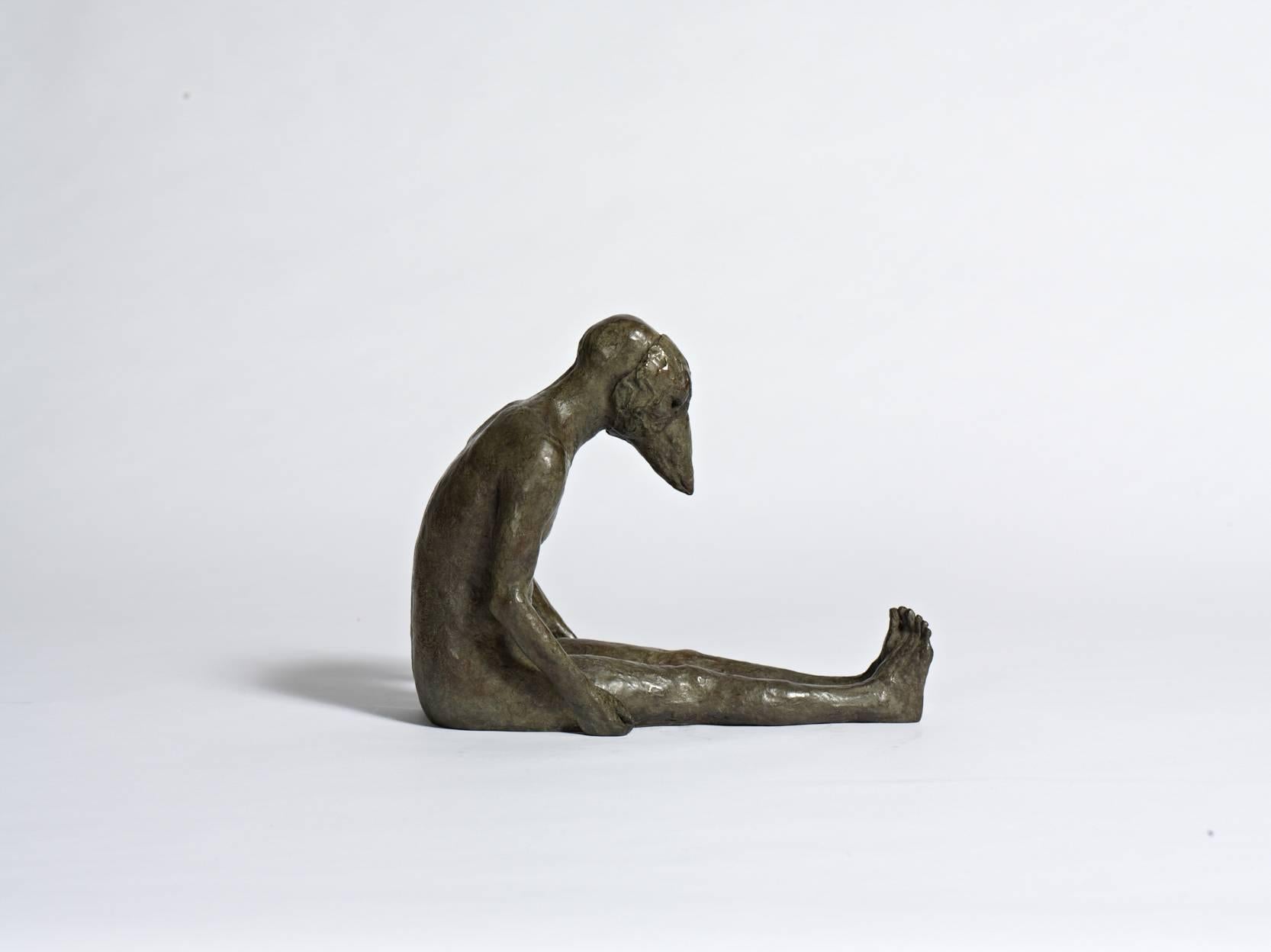 Crowmask II - Gold Nude Sculpture by Beth Carter