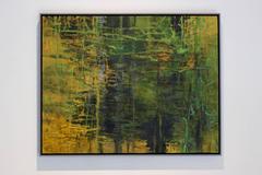 Pickerel Weed, Abstract Landscape Oil Painting on wood panel