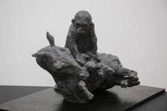 Monkey and Horse, bronze sculpture