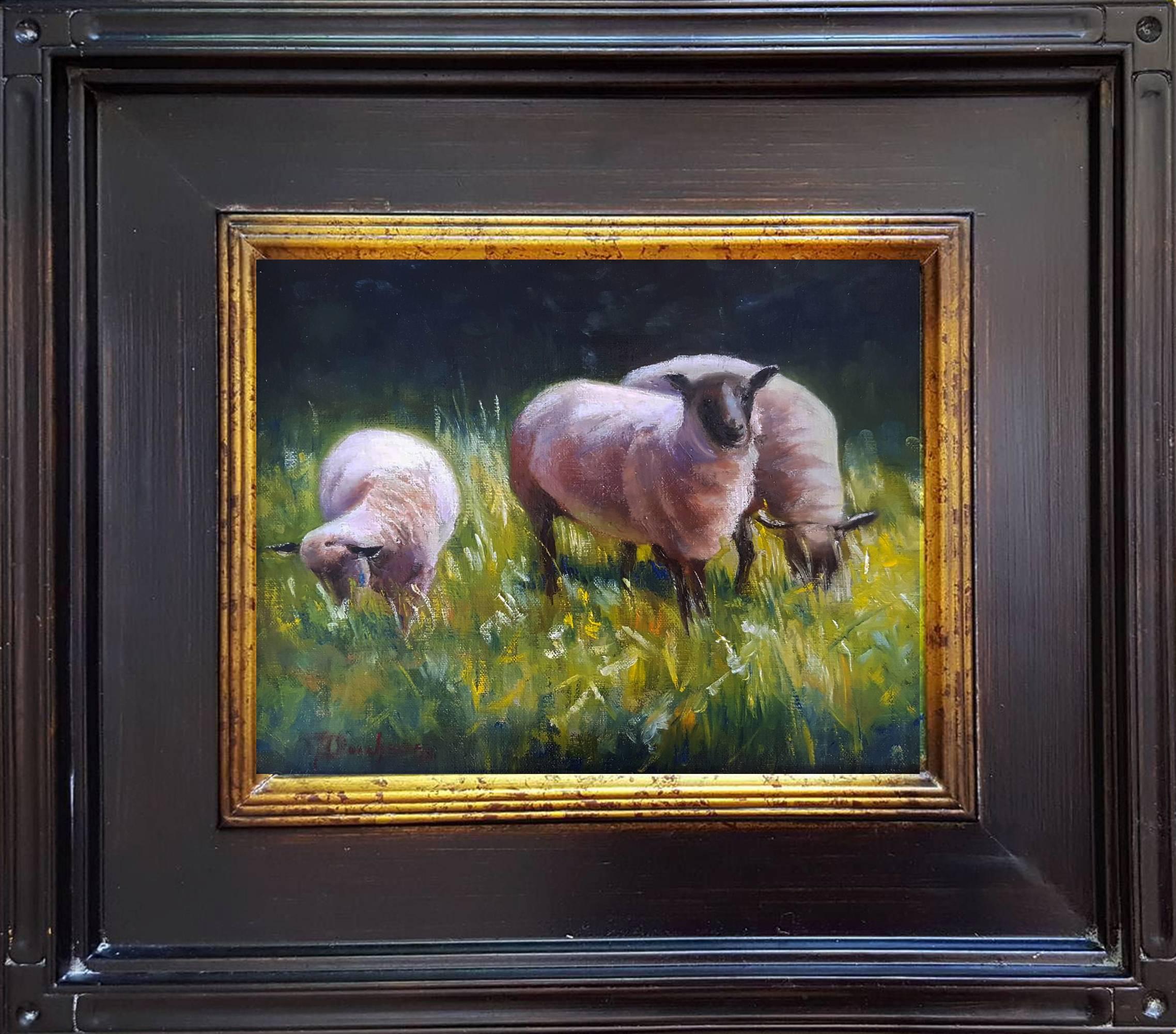 Mireille Duchesne Animal Painting - Three Sheep