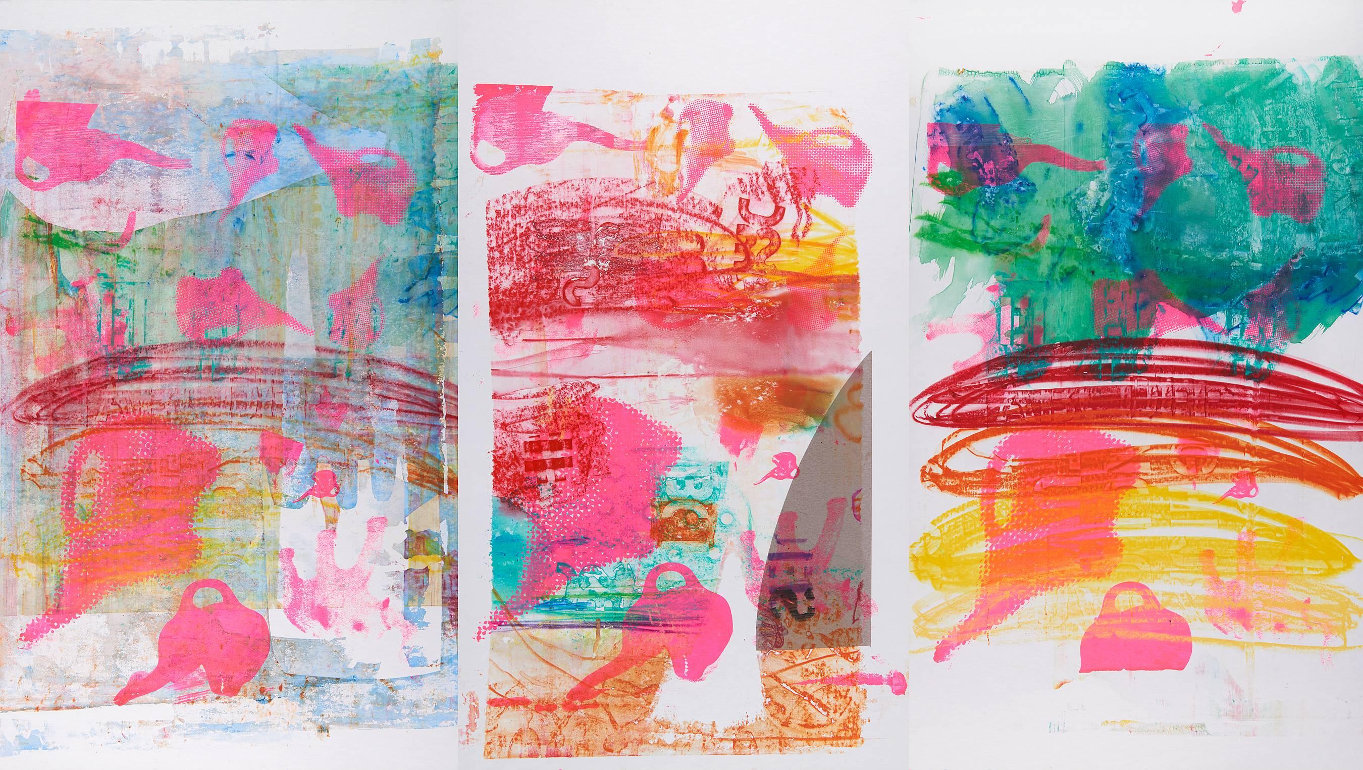 Roxanne Faber Savage Animal Print - Rainbow Elephant Triptychs