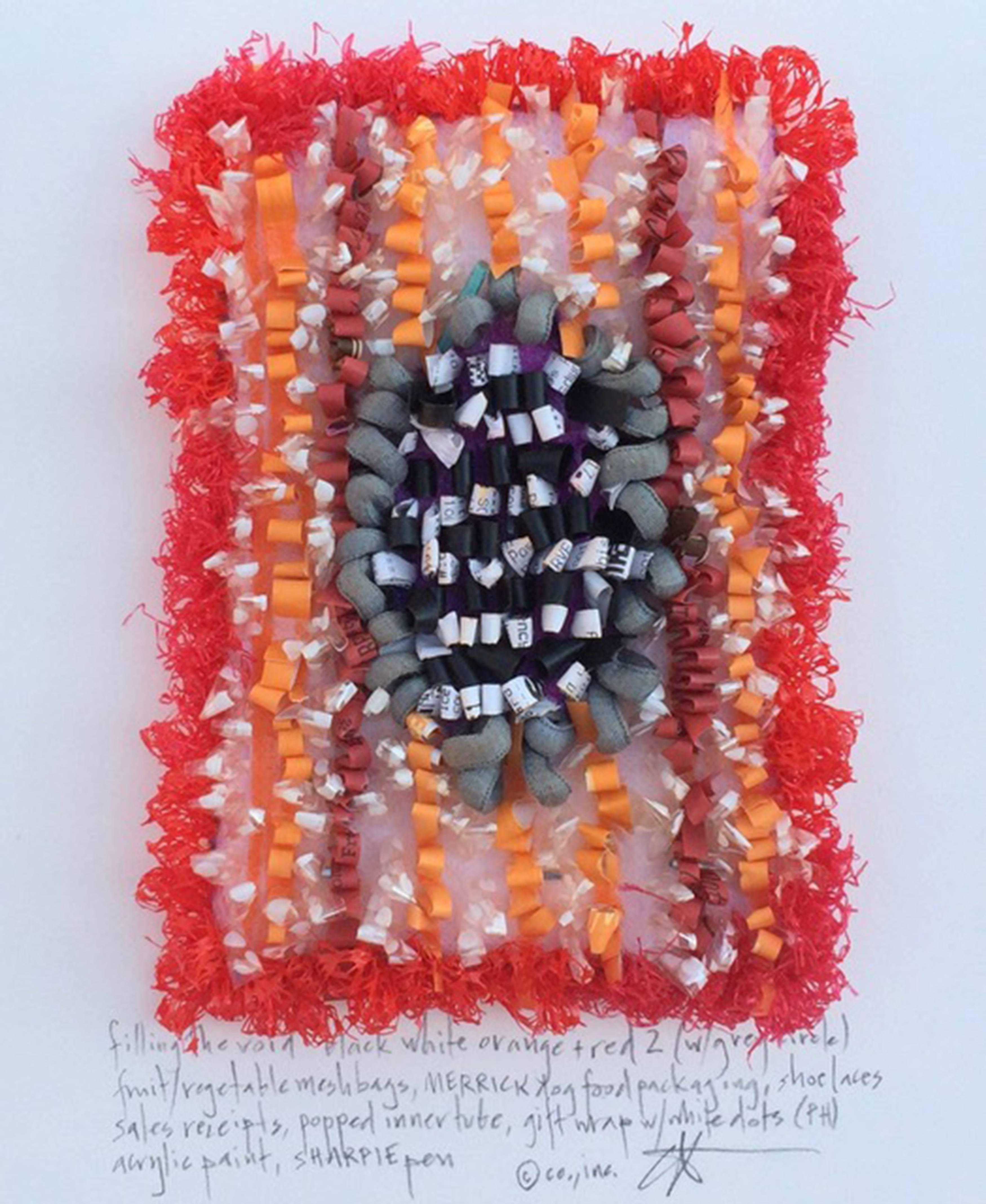 Filling the Void: Black, White, Orange + Red 2 - Mixed Media Art by Constance Old
