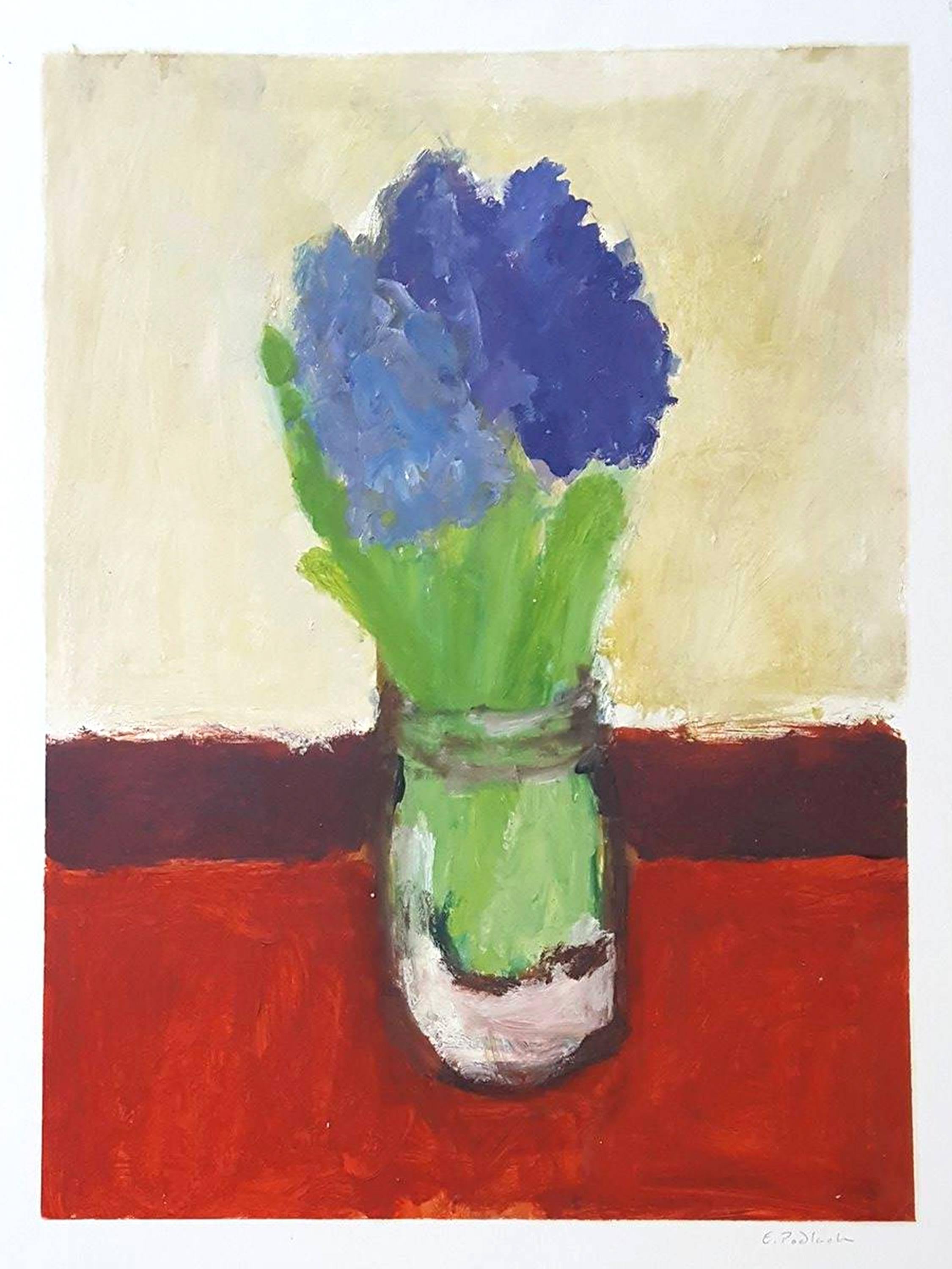 Betsy Podlach Still-Life Painting - Hyacinths on Red Cloth