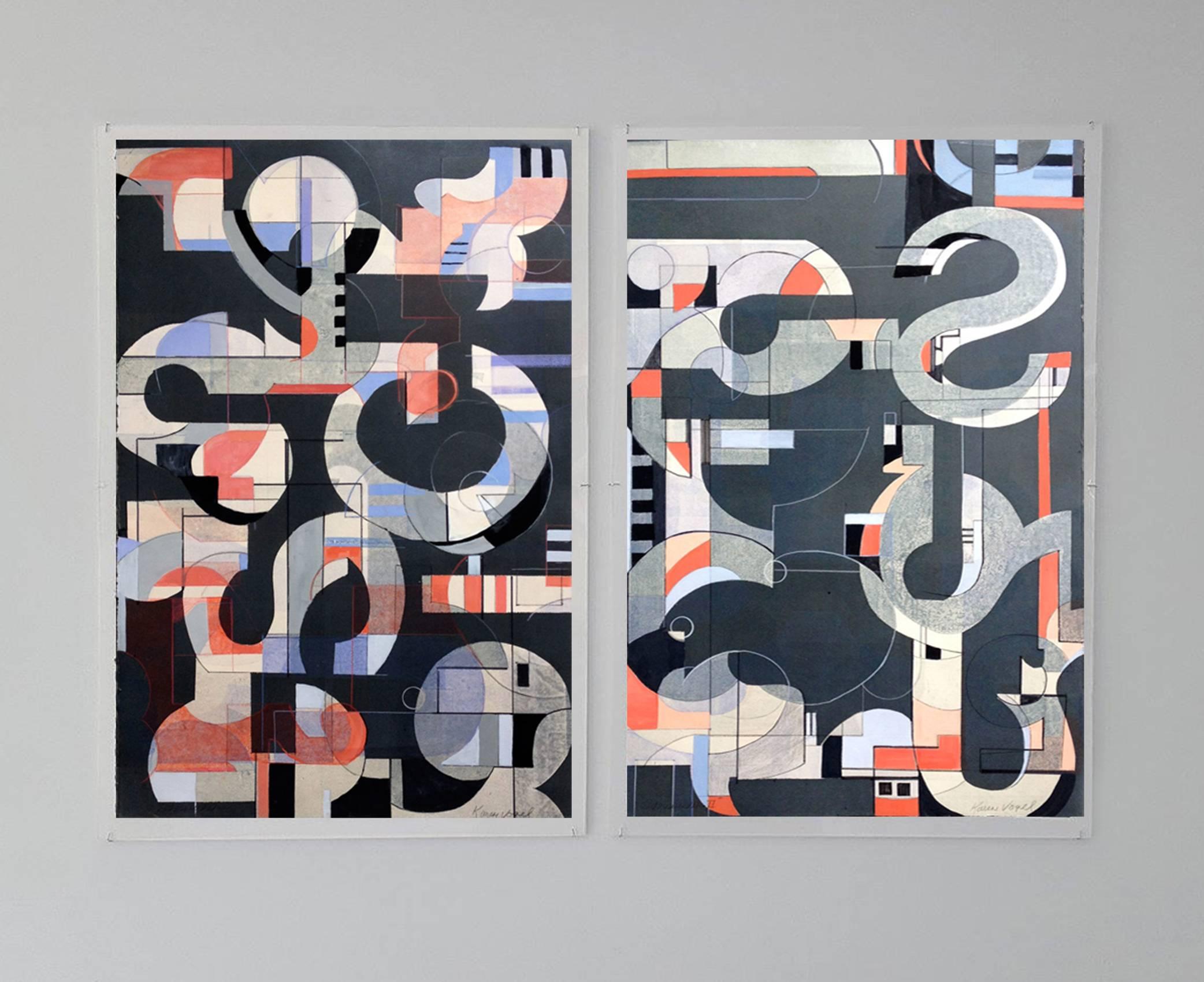 Karen Vogel Abstract Print - Sidewinder I and II Diptych