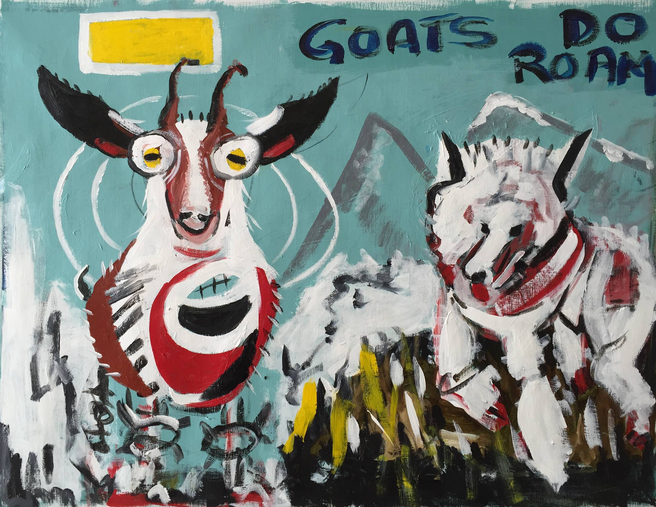 Whit Conrad Animal Painting - Goats do Roam