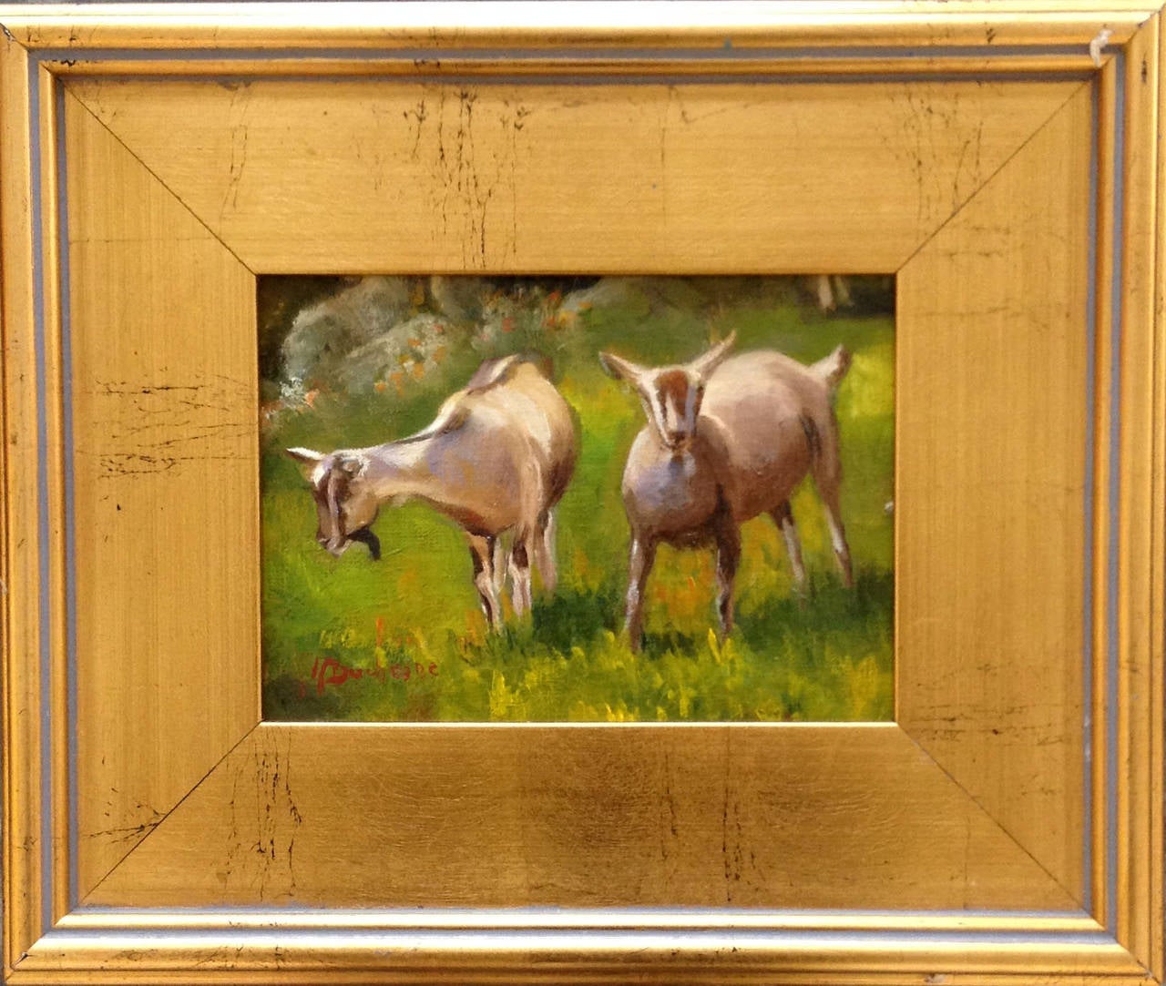 Mireille Duchesne Animal Painting - Two Goats