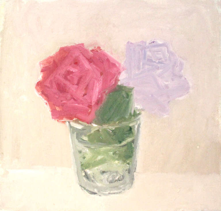 Small Vase with Roses - Painting by Betsy Podlach