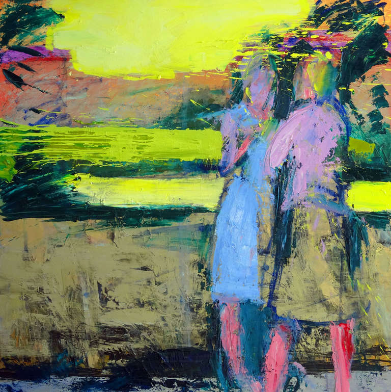 Helen Cantrell Abstract Painting - Summer Two Figures