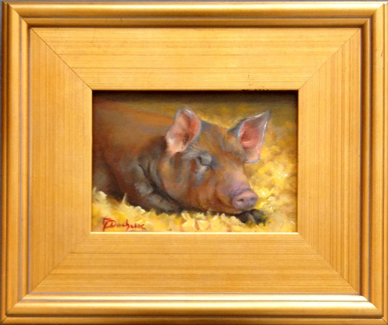 Sleeping Piglet - Painting by Mireille Duchesne