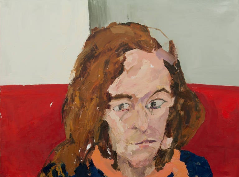 Sara Red Portrait - Painting by Geoffrey Stein