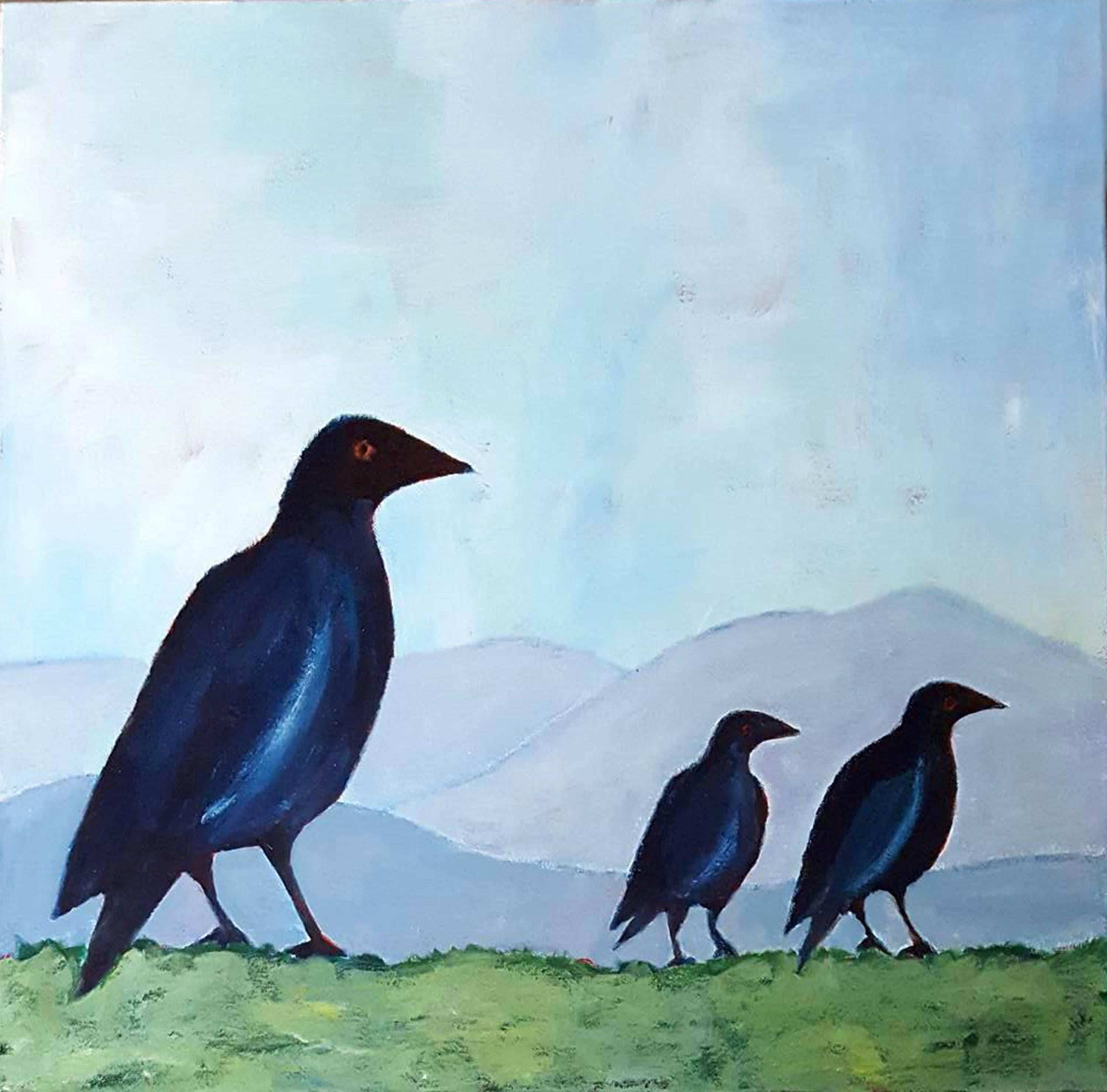 Just Passing Through - Blue Animal Painting by Sarah French