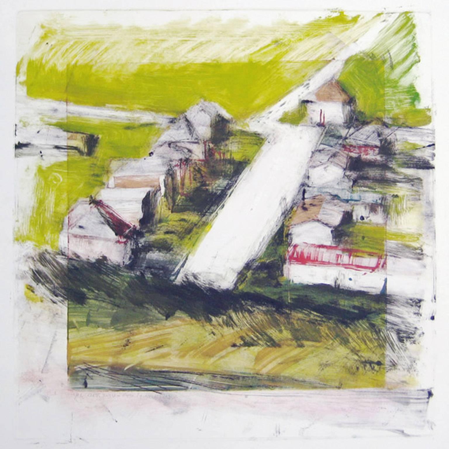 Green Square Suburbia - Print by Helen Cantrell