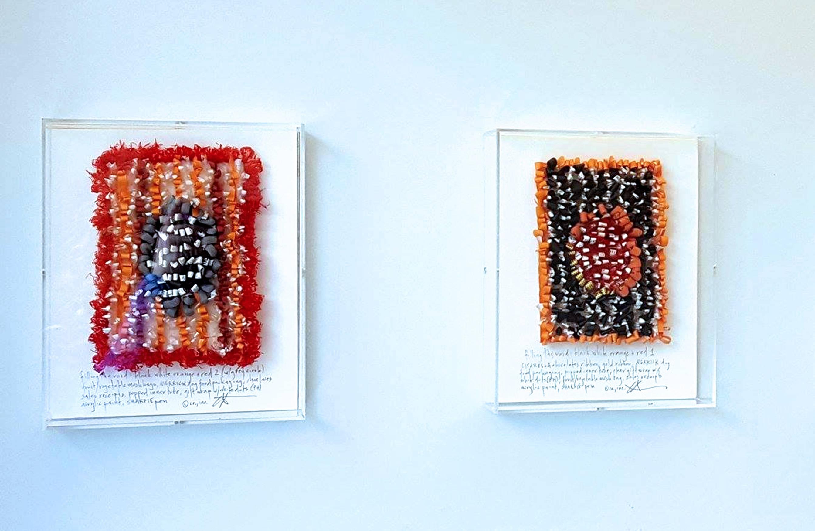 Filling the Void: Black, White, Orange + Red 2 - Abstract Mixed Media Art by Constance Old
