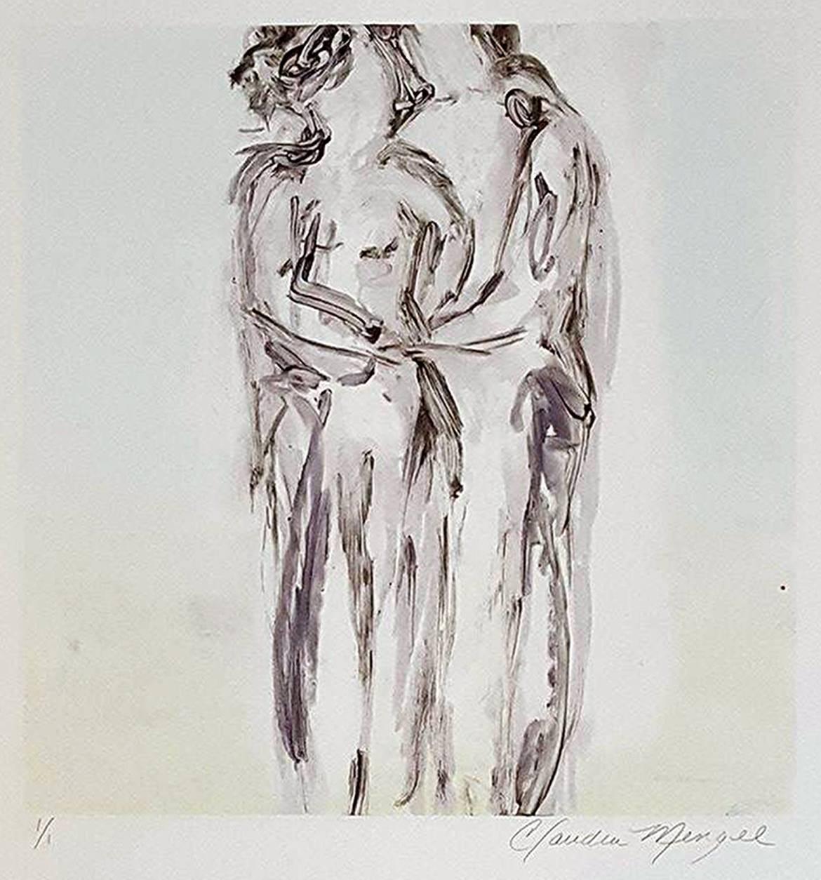 Claudia Mengel Figurative Print - Two Figures Embracing