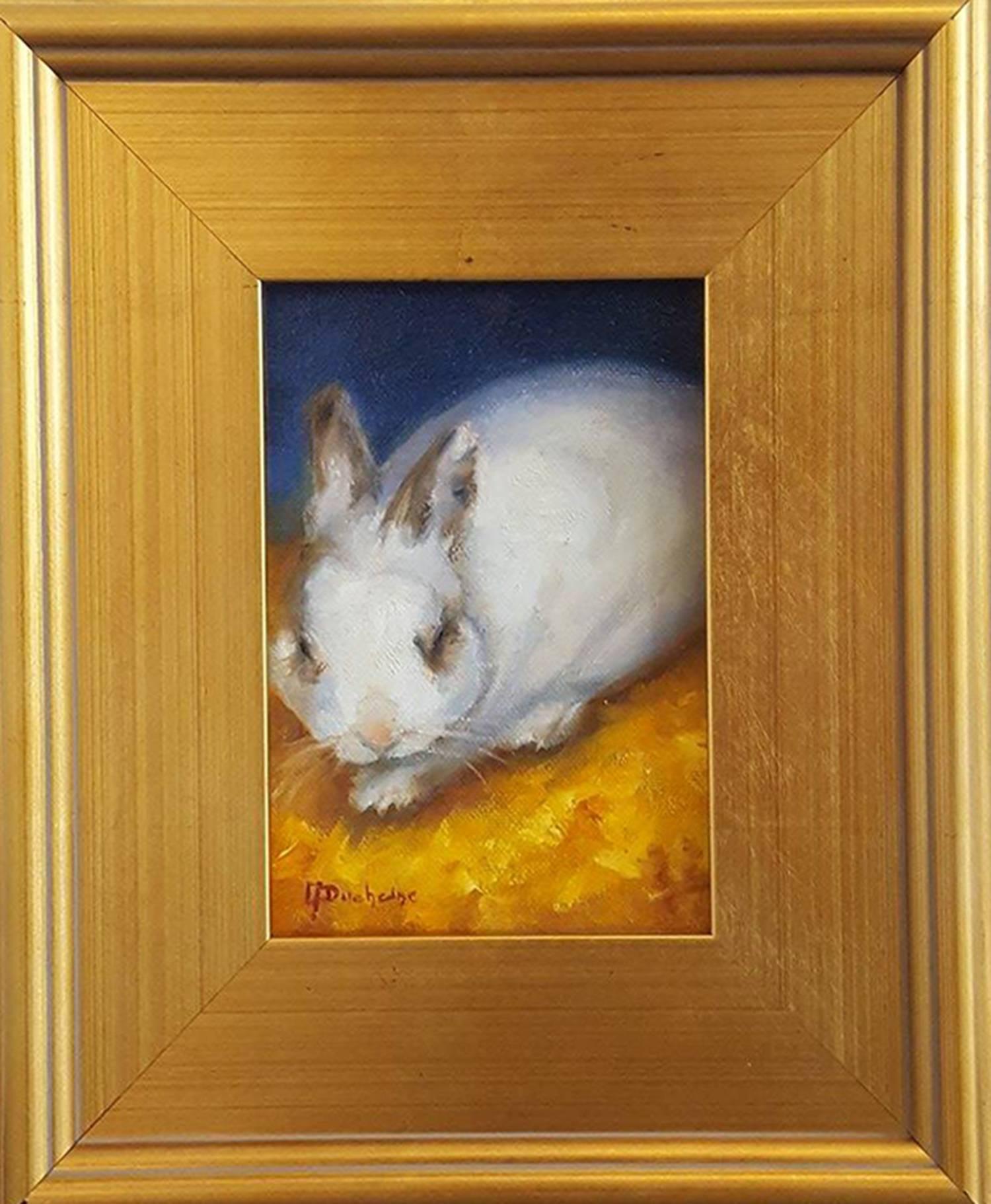 Benny the Fluffy Bunny - Painting by Mireille Duchesne