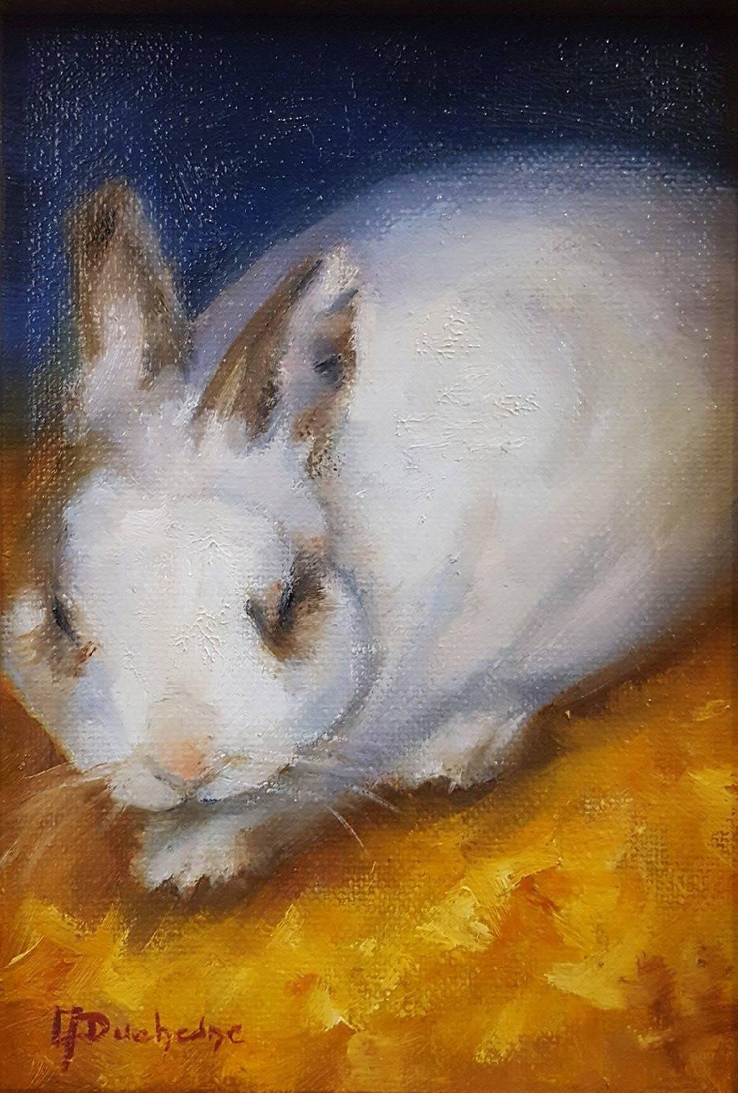 Mireille Duchesne Animal Painting - Benny the Fluffy Bunny