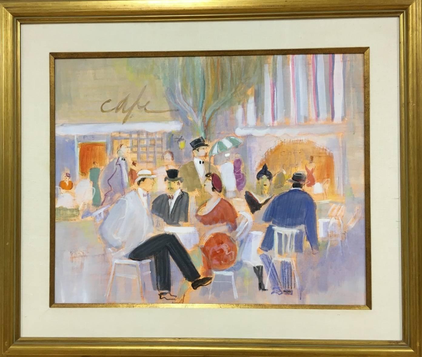 Isaac Maimon Figurative Painting - 'Cafe' Expressionist Painting