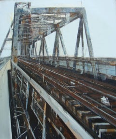 'Long Biên Bridge 7' Contemporary Painting of Urban Scene