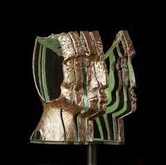 Lampe sculptée Loredano, feuille d'or et d'argent, et électroplaquée 