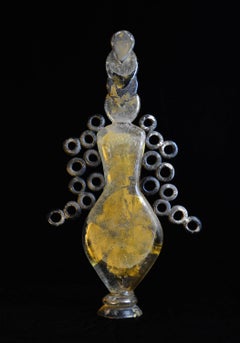 Vintage Round Appendages  by Louis Sclafani Glass Gold Bottle Oil Paint Sculpture