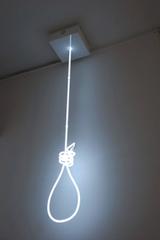Sculpture d'oie en verre soufflé au néon Illumino L'Immensio de Mattia Novello