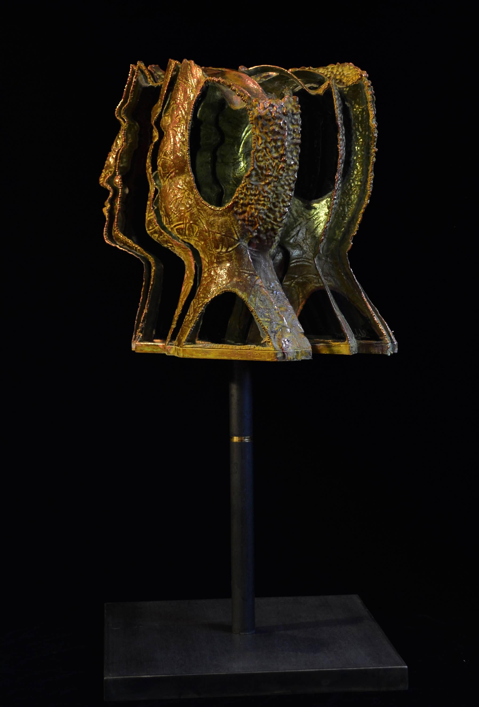 Louis Sclafani Figurative Sculpture - 'David' Deconstructed Portrait using Glass and Metal