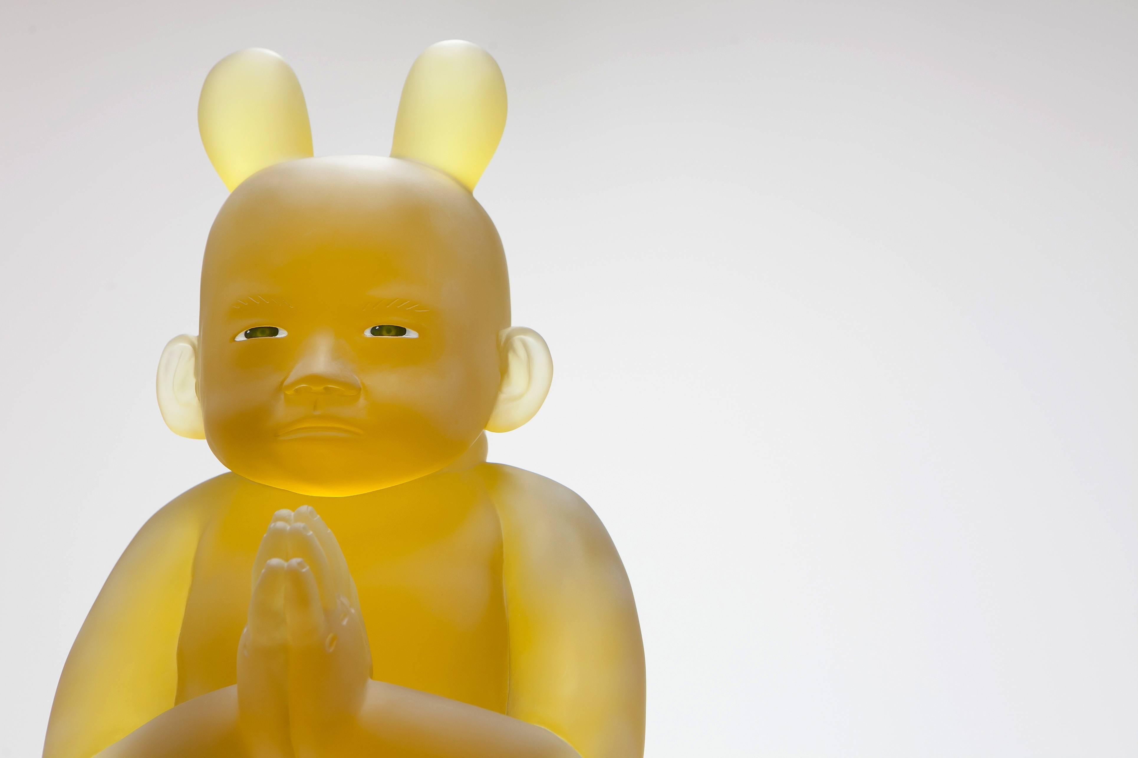 Standing Baby of Kounenbutsu, Koichi Matsufuji Cast Glass Figurative Sculpture 1