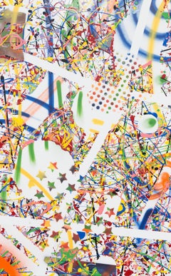 Radio Waves, Max Lebven Large Gestural Abstract 2017 Mixed Media on Canvas