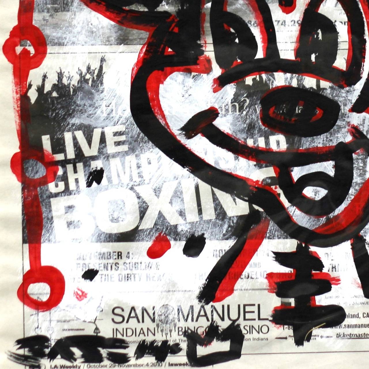 Los Angeles artist Gary John used acrylic paint on newspaper to create this one-of-a-kind original artwork. It is signed by the artist and dated on the bottom left front of this artwork. This artwork ships for free within the continental US. A