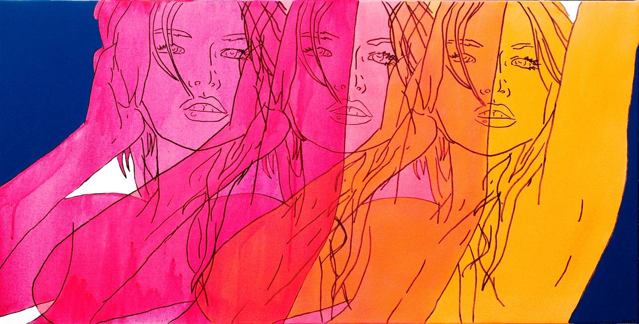 Hilary Bond Abstract Painting - Sunset, Magenta, Pink, Orange