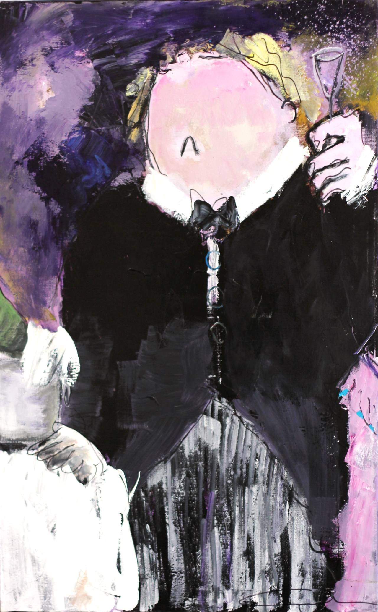 Gerdine Duijsens Abstract Painting - Black Tie - Large Original Spirited and Evocative Figurative Artwork on Canvas