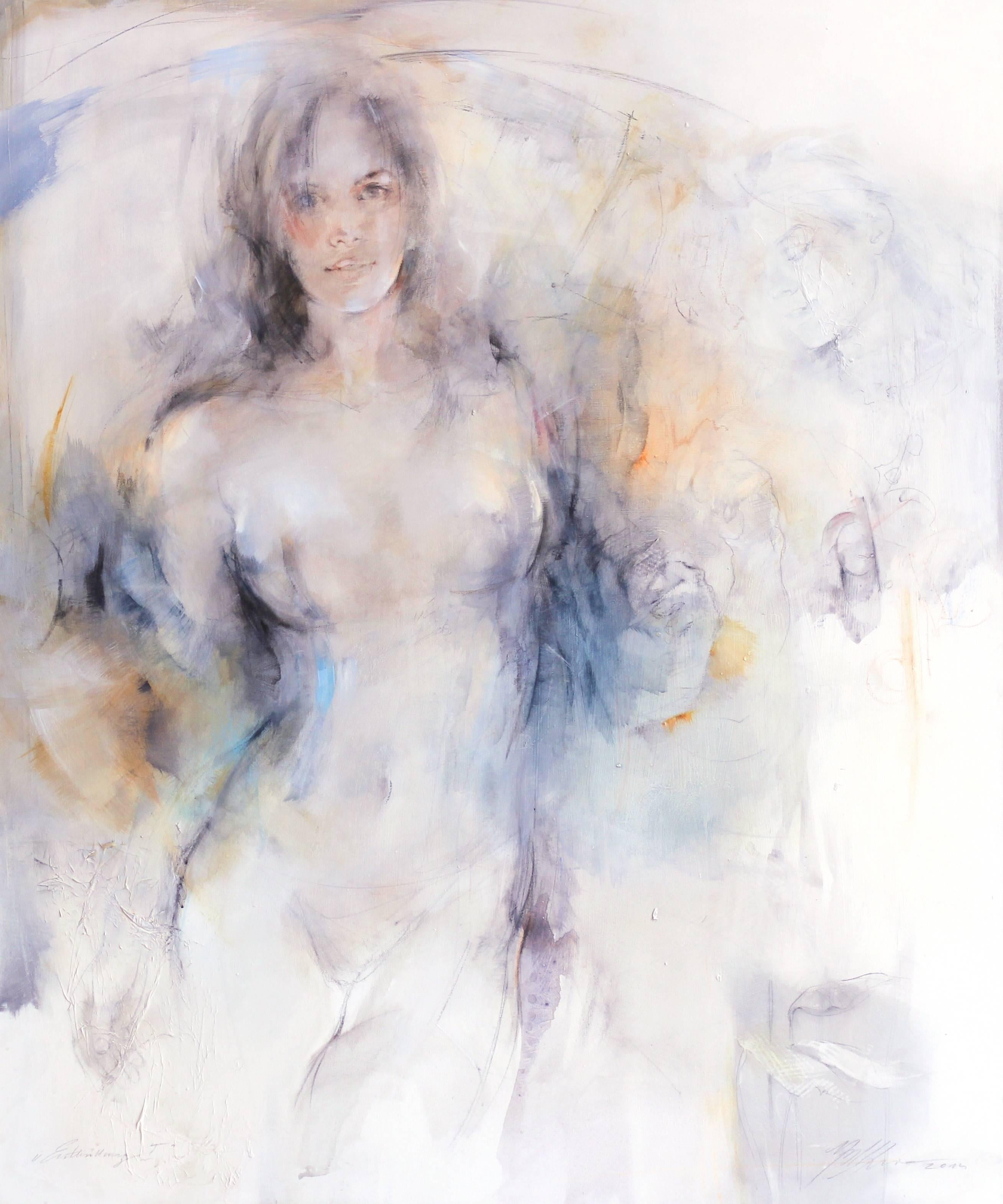 Courage - Soft Toned Sensitive Portrayal of Intimate Figures and Graceful Nudes - Mixed Media Art by Gabriele Mierzwa